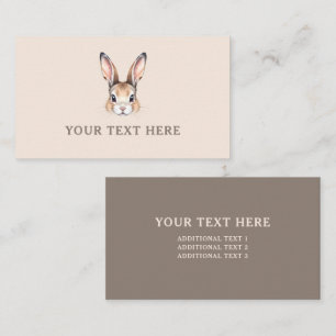 Modern Watercolor Cute Rabbit Bunny Face Neutral Business Card