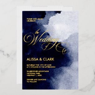 Modern Watercolor Dark Midnight Navy Blue Abstract