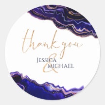 Modern Watercolor Deep Blue Agate Thank You