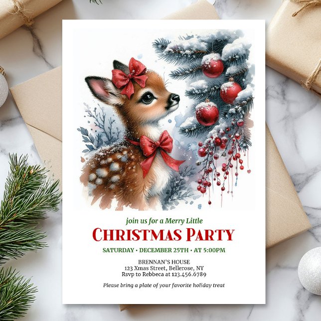 Modern watercolor deer snowy forest Christmas  Invitation (Modern watercolor deer snowy forest Christmas invitation

)