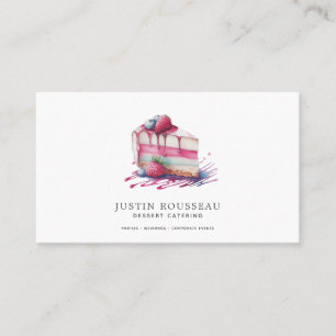 Modern Watercolor Dessert Baker Pastry Chef Business Card