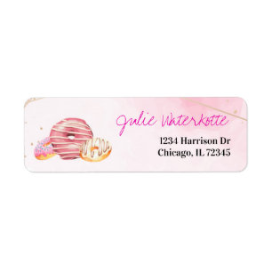 Modern Watercolor Doughnut Address Label