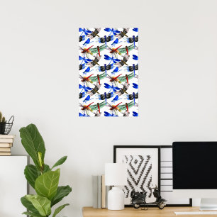 Modern Watercolor Dragonfly Wall Art Poster