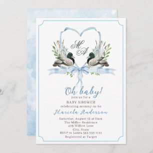 Modern watercolor duck mallard  Baby Shower Invitation