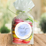 Modern Watercolor Dusty Blue Thank You Wedding Classic Round Sticker<br><div class="desc">Elegant,  stylish thank you stickers feature a beautiful dusty blue watercolor surrounded by a gold border and dots with your details in chic lettering - use for party favours or thank you stickers. MORE colours in our store.</div>