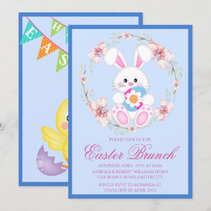 Modern Watercolor Easter Brunch Egg Hunt Invitation