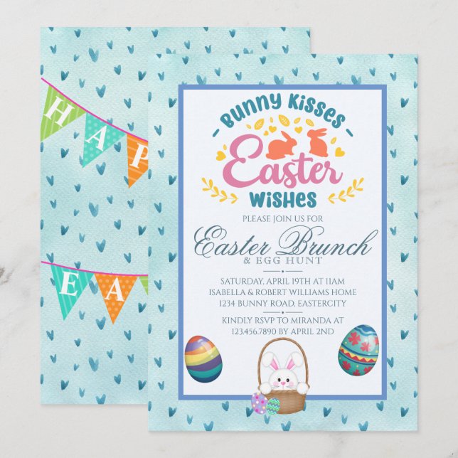 Modern Watercolor Easter Brunch Egg Hunt Invitation (Front/Back)