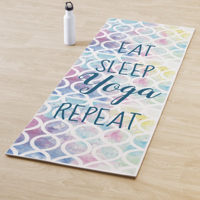 Modern watercolor eat sleep yoga repeat yoga mat (In Situ)