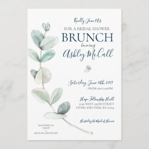 Modern Watercolor Eucalyptus Bridal Shower Invite