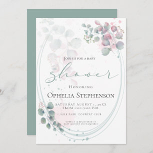 Modern Watercolor Eucalyptus Foliage  Baby Shower Invitation