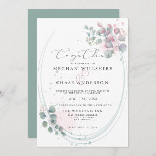 Modern Watercolor Eucalyptus Foliage BarefootBride Invitation