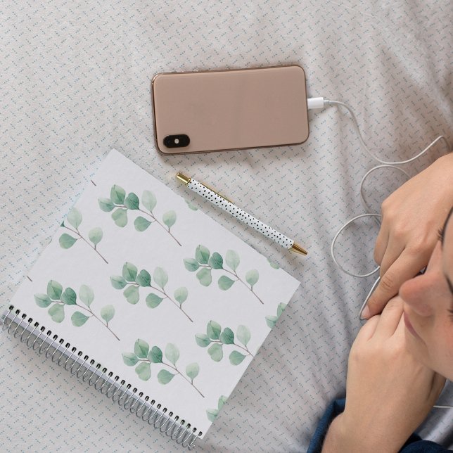 Modern Watercolor Eucalyptus Green Pattern Notebook (Creator Uploaded)