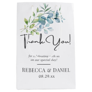 Modern Watercolor Eucalyptus Greenery Wedding Medium Gift Bag