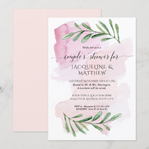 Modern Watercolor Eucalyptus Leaves Couples Shower Invitation