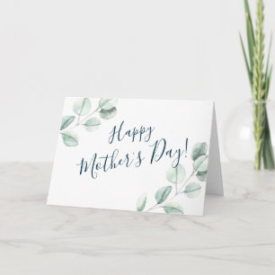 Modern Watercolor Eucalyptus Mother's Day Card
