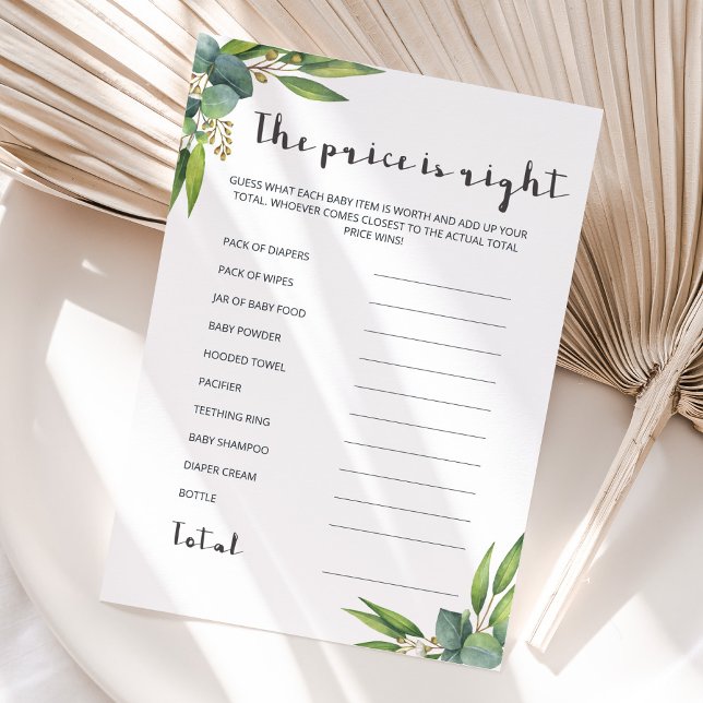 Modern Watercolor Eucalyptus The Price is Right (Creator Uploaded)