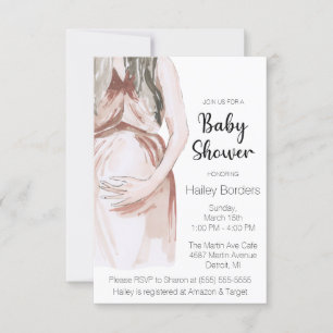 Modern Watercolor Expectant Mother Baby Shower Invitation