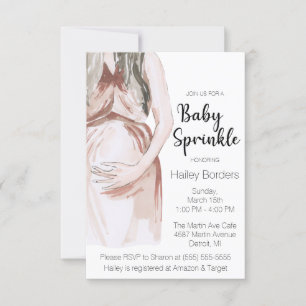 Modern Watercolor Expectant Mother Baby Sprinkle Invitation