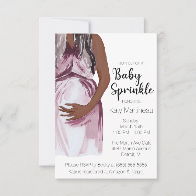 Modern Watercolor Expectant Mother Baby Sprinkle Invitation (Front)