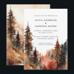 Modern Watercolor Fall Outdoor Mountain Wedding  Invitation<br><div class="desc">Announce your fall wedding in style with our modern and minimal customisable wedding invitation cards. Featuring a modern watercolor painting of a fall forest in golden autumn colours, our cards capture the essence of outdoor beauty. Personalise this invitation template with your own wedding information and add your own photo on...</div>