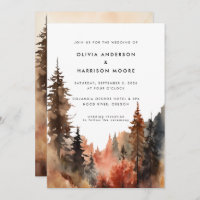 Modern Watercolor Fall Outdoor Mountain Wedding 