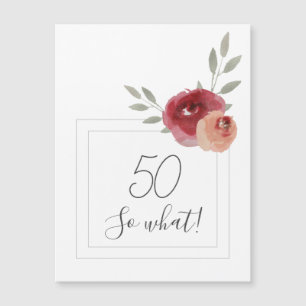 Modern Watercolor Floral 50th Birthday Magnet