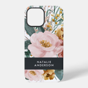 Modern watercolor floral and foliage elegant iPhone 12 pro case