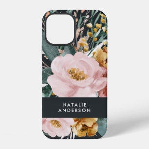 Modern watercolor floral and foliage elegant iPhone 12 case