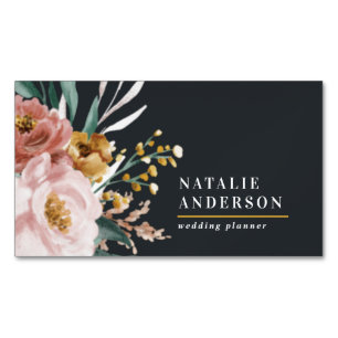 Modern watercolor floral and foliage elegant 	Magnetic business card