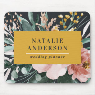 Modern watercolor floral and foliage elegant mouse mat