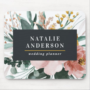 Modern watercolor floral and foliage elegant mouse mat
