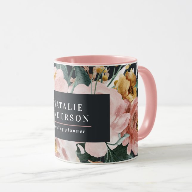 Modern watercolor floral and foliage elegant mug (Front Right)