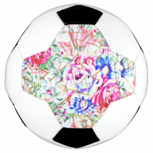 Modern watercolor floral and gold triangles football