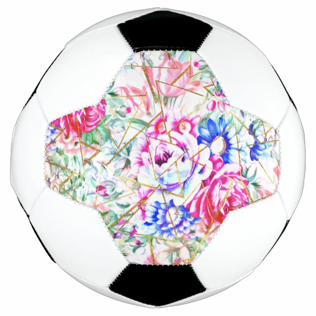 Modern watercolor floral and gold triangles football (Front)