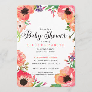 MODERN WATERCOLOR FLORAL baby shower invitation