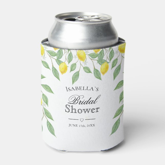 Modern Watercolor Floral Boho Bridal Shower Can Cooler (Can Front)