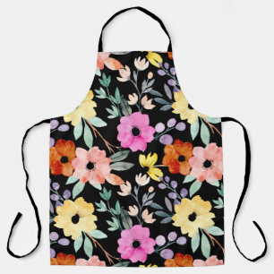 Modern Watercolor Floral Botanical Flowers Throw P Apron