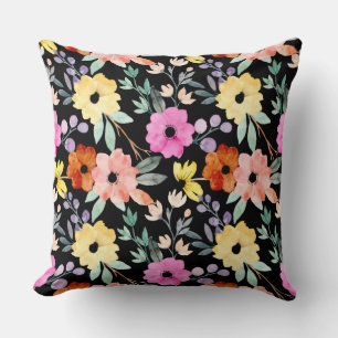 Modern Watercolor Floral Botanical Flowers Throw P Cushion