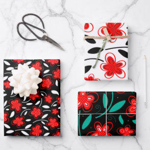 Modern Watercolor Floral Botanical Flowers Wrapping Paper Sheet