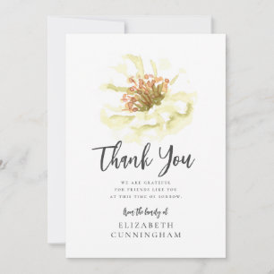 Modern Watercolor Floral Botanical Memorial Thank You Card