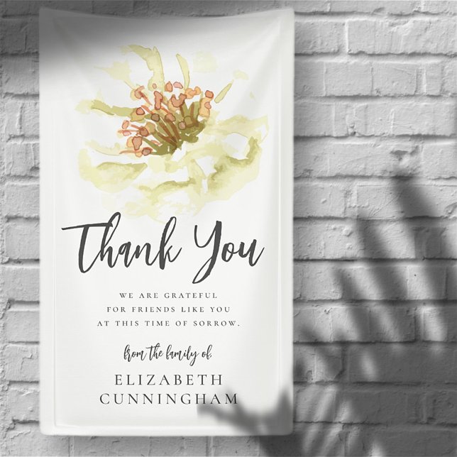 Modern Watercolor Floral Botanical Memorial Thanks Banner (Creator Uploaded)