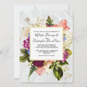 Modern Watercolor Floral Bouquet Wedding Invitation