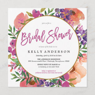 MODERN WATERCOLOR FLORAL bridal shower invitation