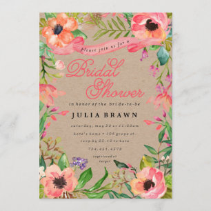Modern Watercolor Floral Bridal Shower Invitation