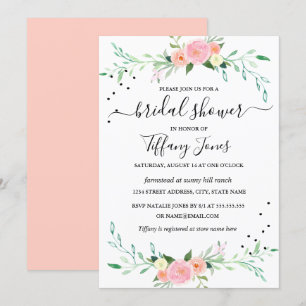 Modern Watercolor Floral Bridal Shower Invitation
