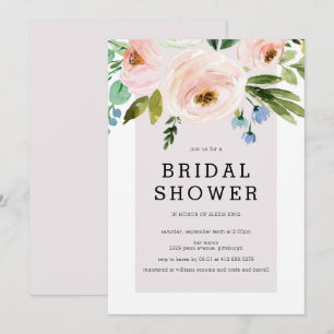 Modern Watercolor Floral Bridal Shower Invitation