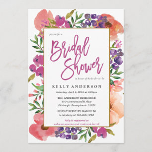 MODERN WATERCOLOR FLORAL bridal shower invitation