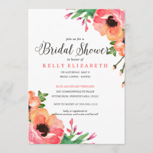 MODERN WATERCOLOR FLORAL bridal shower invitation