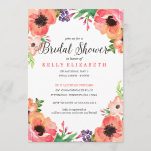 MODERN WATERCOLOR FLORAL bridal shower invitation