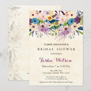 modern watercolor floral Bridal Shower Invite